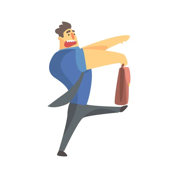 Бізнесмен топ-менеджер в короткому рукаві сорочка марширування на роботу, офіс Робота ситуація ілюстрація — стоковий вектор