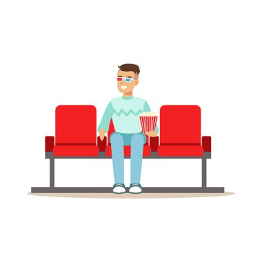 Adam bir film sinemada 3d gözlük, sinema dizi mutlu insanlar parçası yalnız izliyor