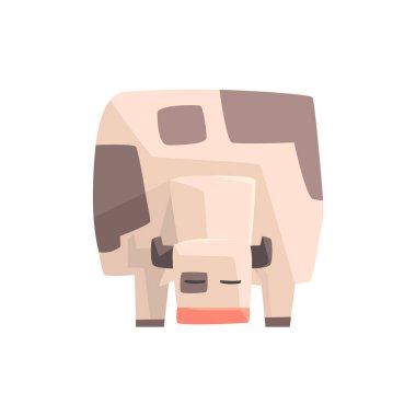 Oyuncak basit geometrik çiftlik inek komik hayvan vektör çizim zemin tarama, karşı karşıya