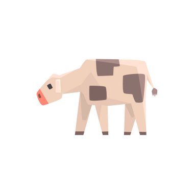 Tarama, oyuncak basit geometrik çiftlik inek buzağı komik hayvan vektör çizim