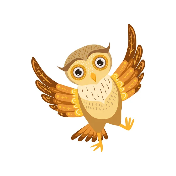 Happy Owl Cute Cartoon Character Emoji With Forest Bird Showing Human Emotions and Behavior — стоковый вектор