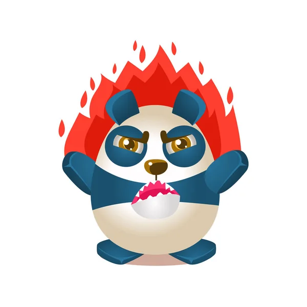 Illustration mignonne d'activité de panda avec le caractère humanisé d'ours de bande dessinée en feu avec la colère — Image vectorielle