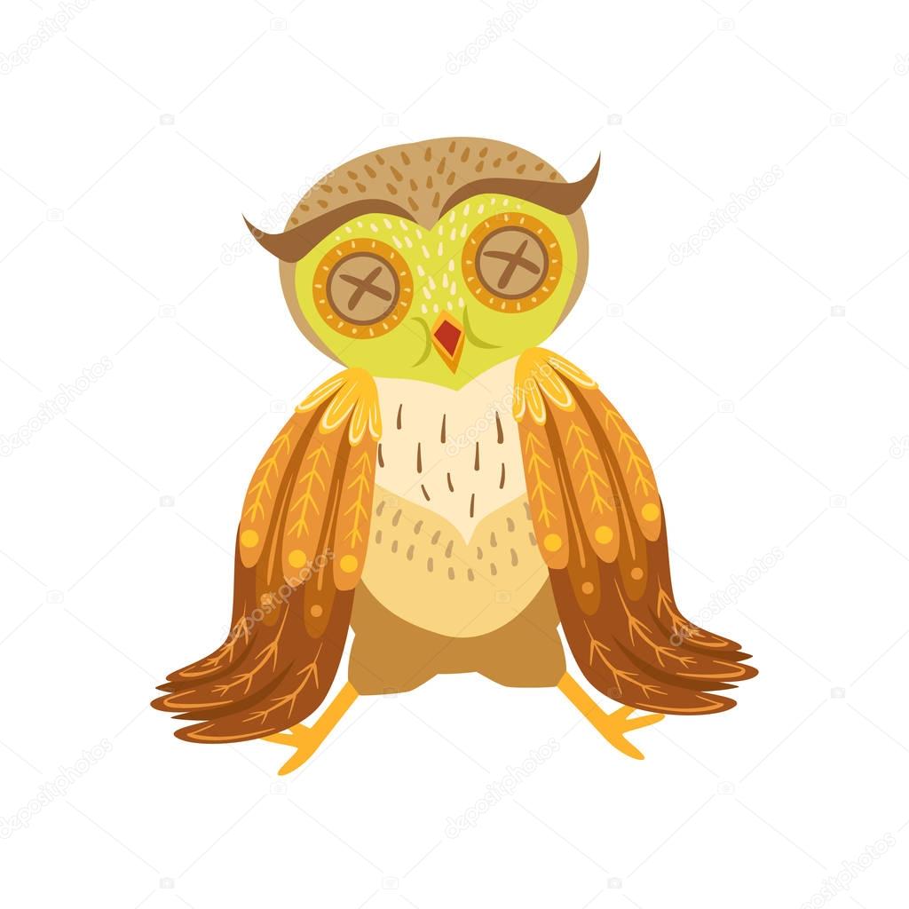 Sick Owl Cute Cartoon Character Emoji With Forest Bird Showing Human Emotions And Behavior
