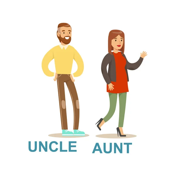 Strýc a teta, šťastná rodina s dobře dohromady obrázek — Stockový vektor