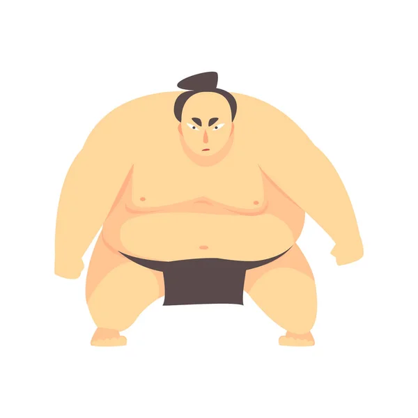 Gorda japonesa Sumo Martial Arts Fighter, Lucha deportiva profesional en la lucha tradicional ropa deportiva — Archivo Imágenes Vectoriales