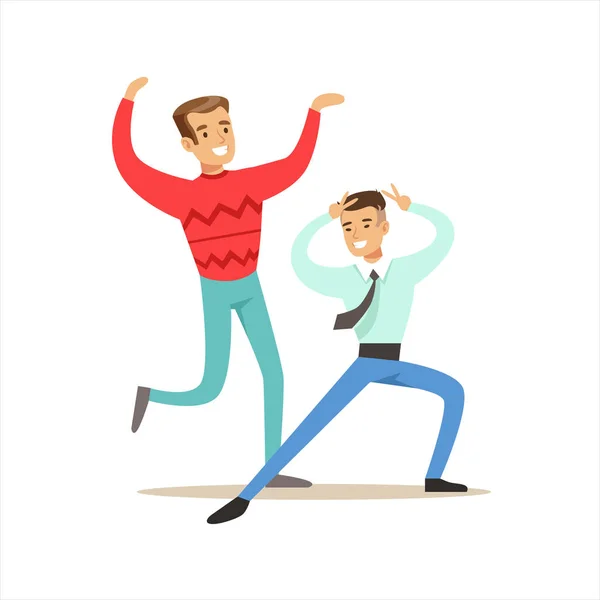Happy Best Friends Dancing In Night Club Party , Part Of Friendship Illustration Series — Stock Vector