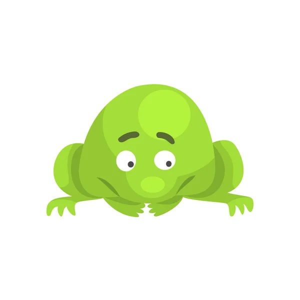 Personnage drôle de grenouille verte bouleversée Illustration de bande dessinée enfantine — Image vectorielle