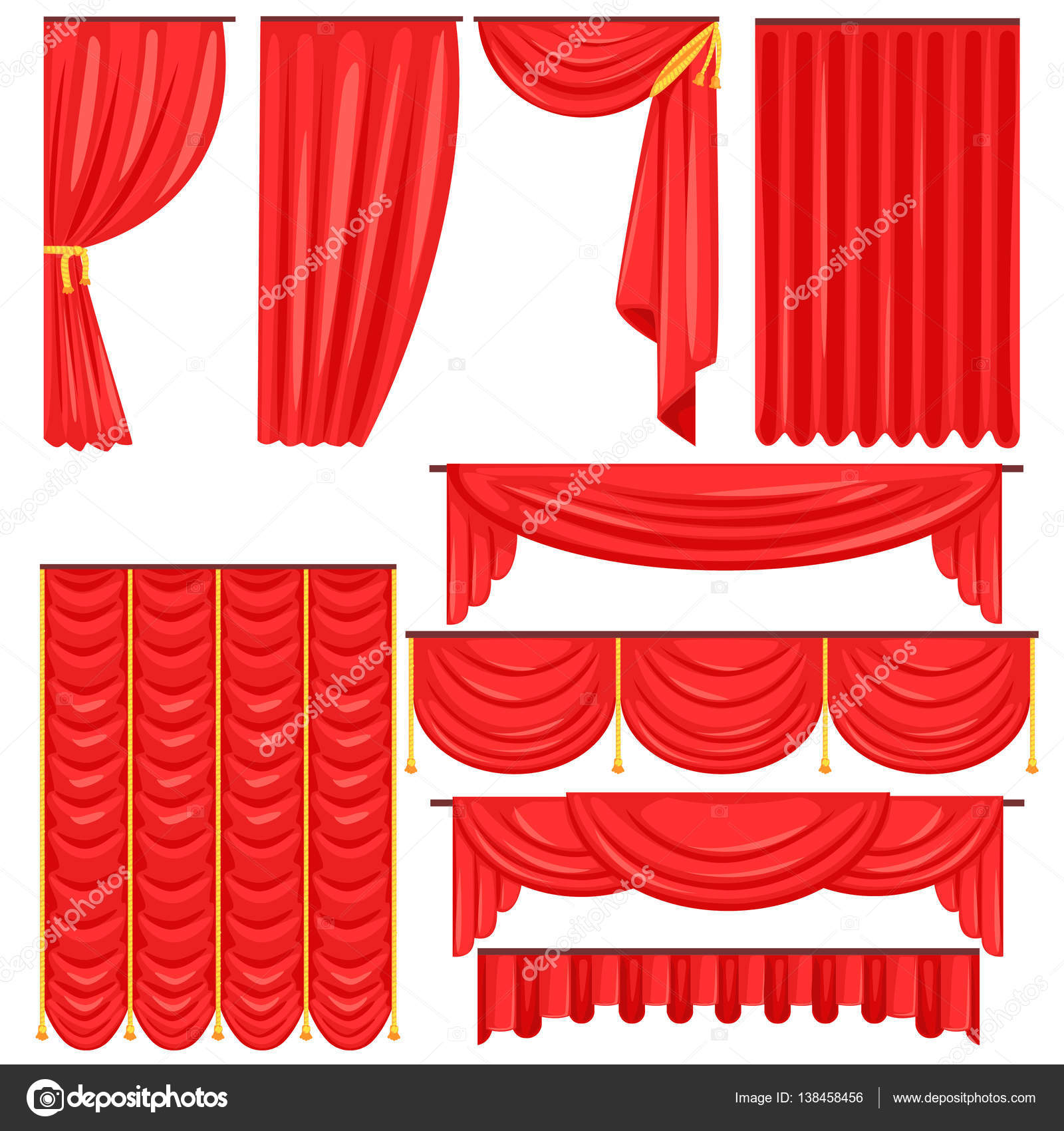 Different Types Of Theatrical Stage Curtain And Drapes In Red Different Types Of Theatrical Stage Curtain And Drapes In Red