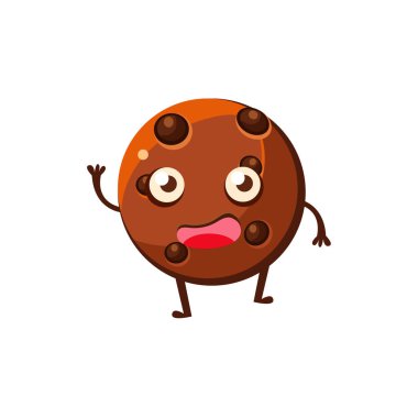 Çikolata tatlı tatlı pasta çocukça çizgi film karakteri ile yuvarlak kurabiye