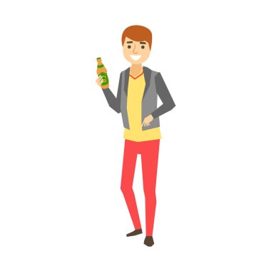 Adam bira şişesi, komik sarhoş insanlar eğleniyor parti serisi parçası ile