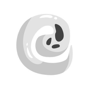 Çocukça çizgi film şekilde izole beyaz arka plan üzerinde beyaz hayalet.