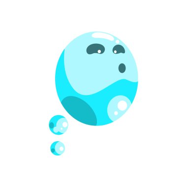 Çocukça çizgi film şekilde beyaz arka plan üzerinde izole mavi hayalet.