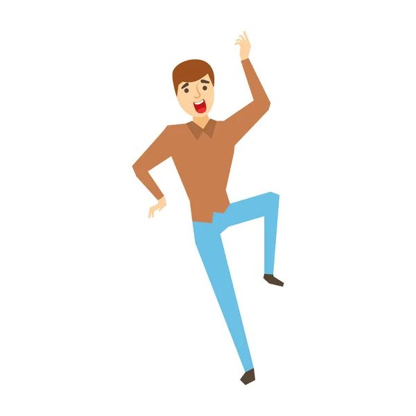 Man In Office Clothes Dancing, Part Of Funny Drunk People Having Fun At The Party Series — Stock Vector