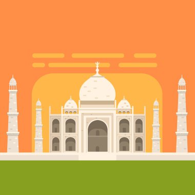 Taj Mahal'ı beyaz mezar anıtı, Hint kültürü ve Mimarlık ünlü geleneksel turistik sembolü