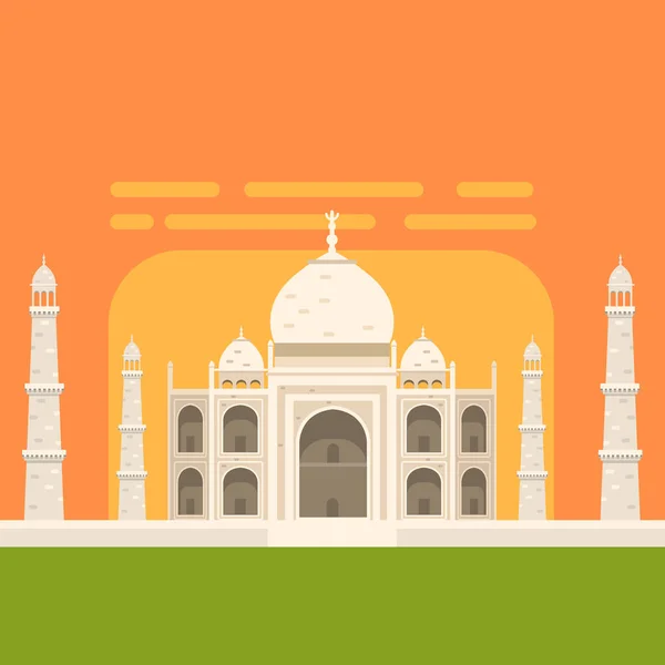 Taj Mahal Monumento al entierro blanco, famoso símbolo turístico tradicional de la cultura y la arquitectura indias — Archivo Imágenes Vectoriales