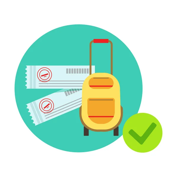 Saco de viagem e bagagem protegidos por contrato de seguro, serviços da companhia de seguros ilustração infográfica —  Vetores de Stock