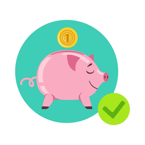Piggy Bank And Coin As Symbol Of Personal Savings, Insurance Company Services Infographic Illustration — Stock Vector