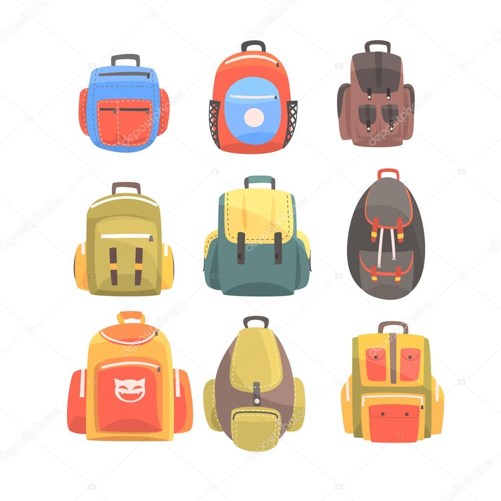 Colorful Cartoon Backpacks Set Of School Bag For Kids Designs