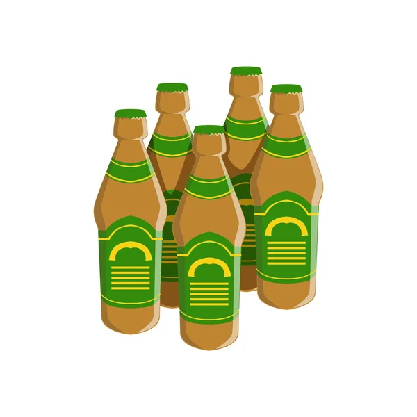 Fyra flaskor Staut öl med grön etikett, Oktoberfest Festival drinkbar menyalternativ — Stock vektor