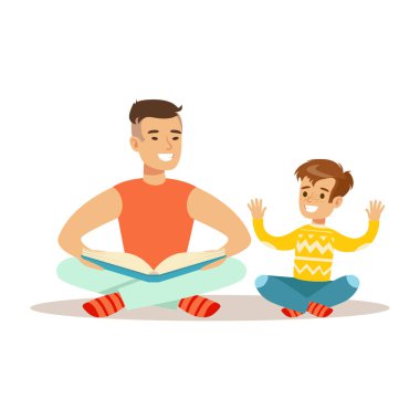 Baba ve oğul kaliteli baba vaktinizi mutlu çocuk ile Baba sevgi dolu bir kitap okuma