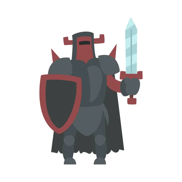 Alemán fuerte caballero con espada y escudo cuento de hadas de dibujos animados carácter infantil — Vector de stock