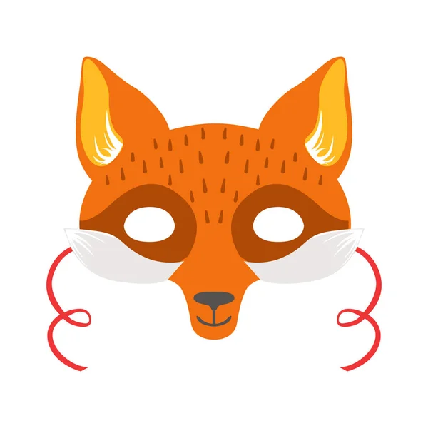 红狐狸动物头面具，孩子嘉年华伪装服饰元素 — 图库矢量图片
