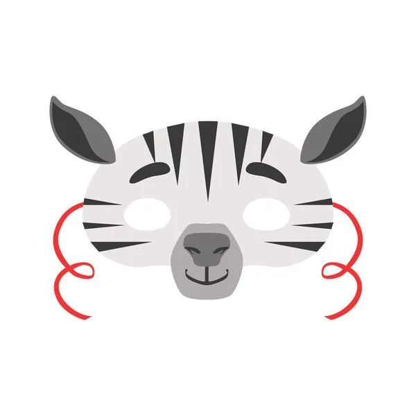 Máscara de cabeza de animal de cebra, elemento de disfraz de disfraz de carnaval para niños — Archivo Imágenes Vectoriales