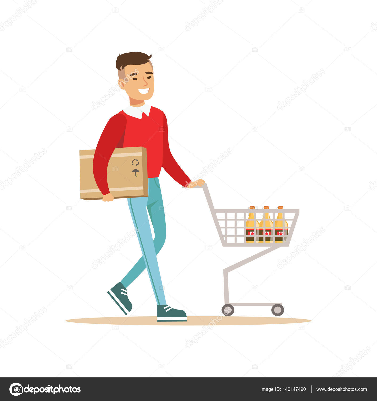 Carrito del super dibujo Hombre asi tico con carro y Carrito del super dibujo Hombre asi tico con carro y