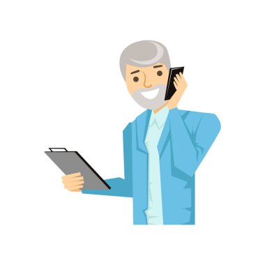 İş Smartphone, cep telefonu dizide konuşan insanlar parçası üzerinde tartışırken işadamı