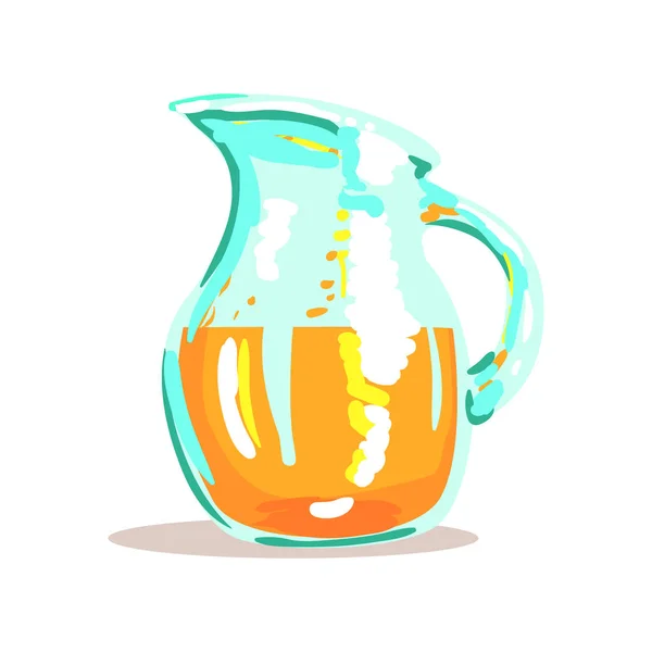 Glaskrug mit frisch gepresstem Orangensaft Drink kühlen Stil helle Illustration — Stockvektor