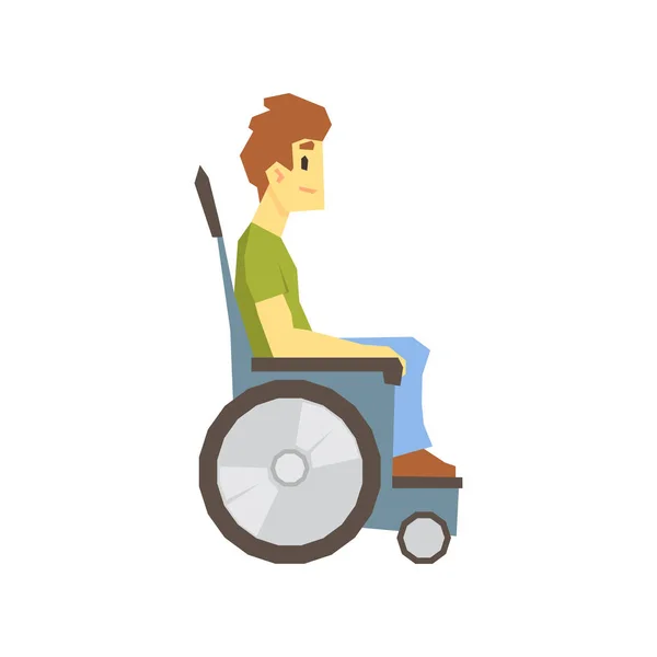 Homme en fauteuil roulant, Jeune handicapé surmontant la blessure Vivre plein vecteur Illustration — Image vectorielle