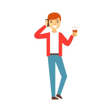 Tüm kahve, varlık Online kişi ile telefonda konuşan adam zaman takıntılı Gadget ile