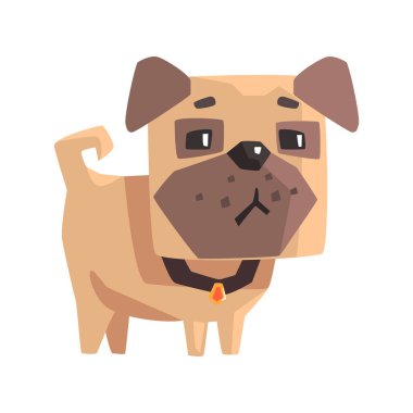 Somurtma küçük evde beslenen hayvan Pug köpek köpek yaka Emoji karikatür çizim ile