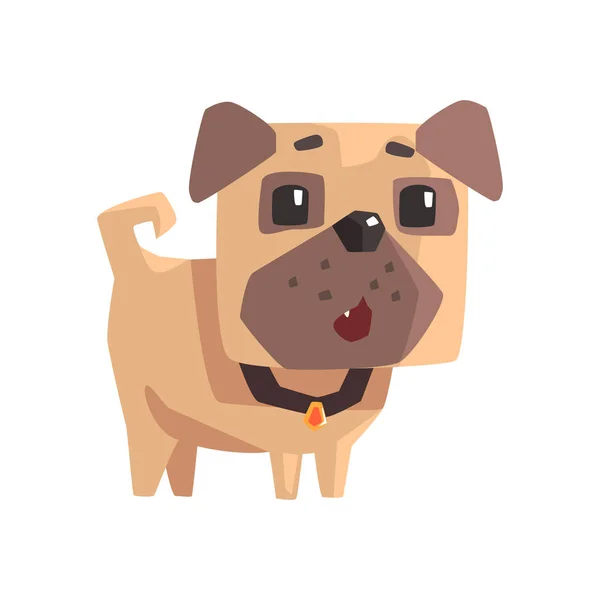 Asombroso perrito cachorro con cuello Emoji ilustración de dibujos animados — Archivo Imágenes Vectoriales