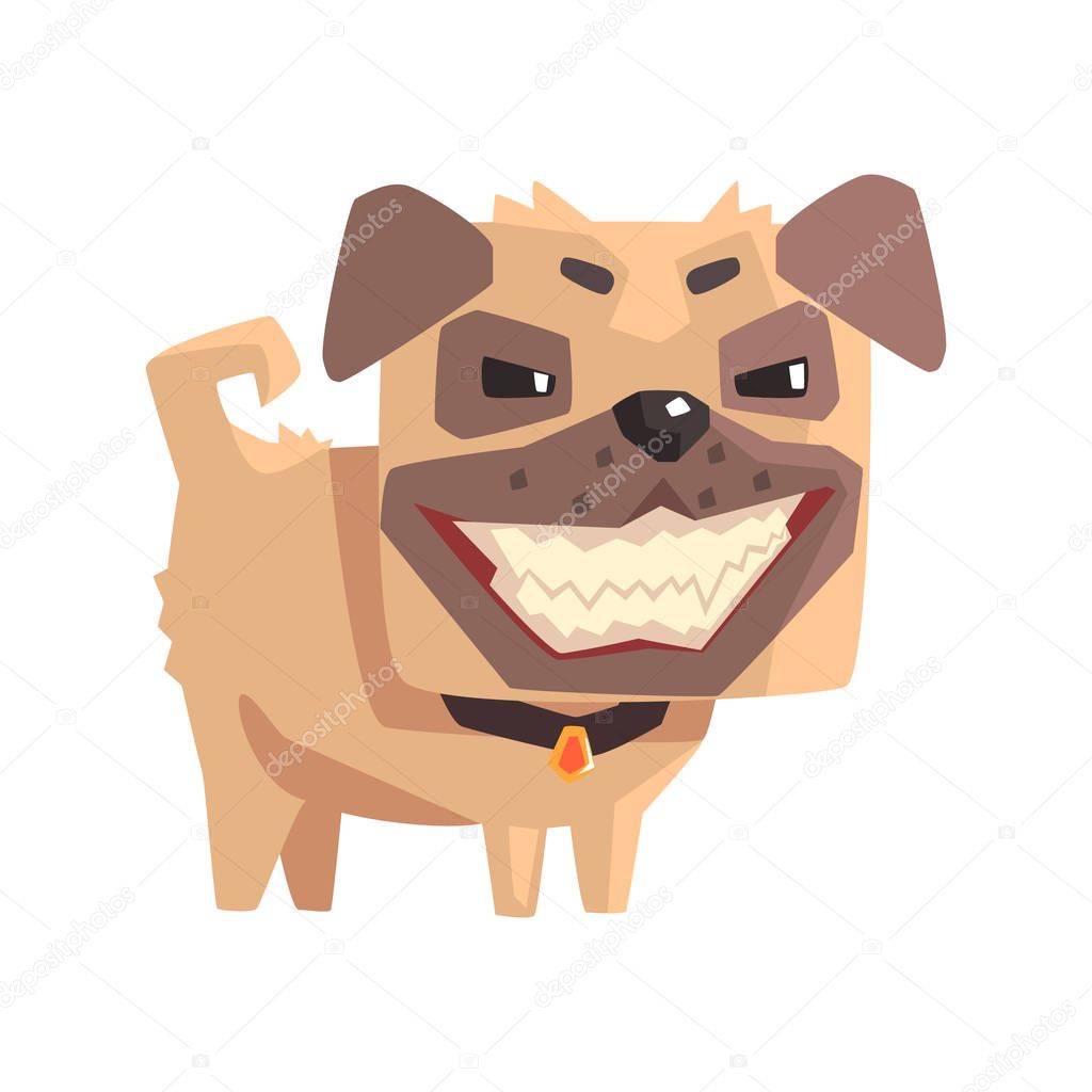 Mischievous Little Pet Pug Dog Puppy With Collar Emoji Cartoon