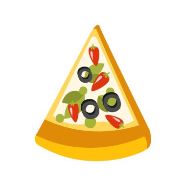 Dilim vejetaryen Pizza ilkel çizgi film simgesi, Pizza Cafe serisi Clipart resimler bölümü