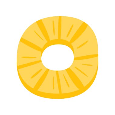 Yuvarlak ananas meyve dilim ilkel çizgi film simgesi, Pizza Cafe serisi Clipart resimler bölümü