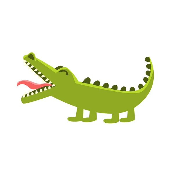 Crocodile Burping, Cartoon Character And His Everyday Wild Animal Activity Illustration — Stock Vector