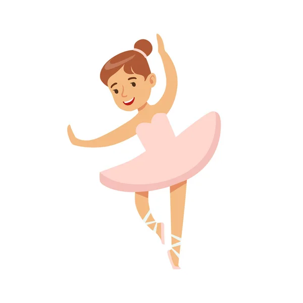 Menina no vestido rosa balé de dança na aula de dança clássica, futuro bailarino profissional —  Vetores de Stock