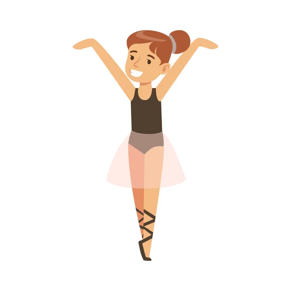 Malá holčička v růžové sukénce tančící balet v klasické taneční třídy, budoucí profesionální balerína tanečnice — Stockový vektor
