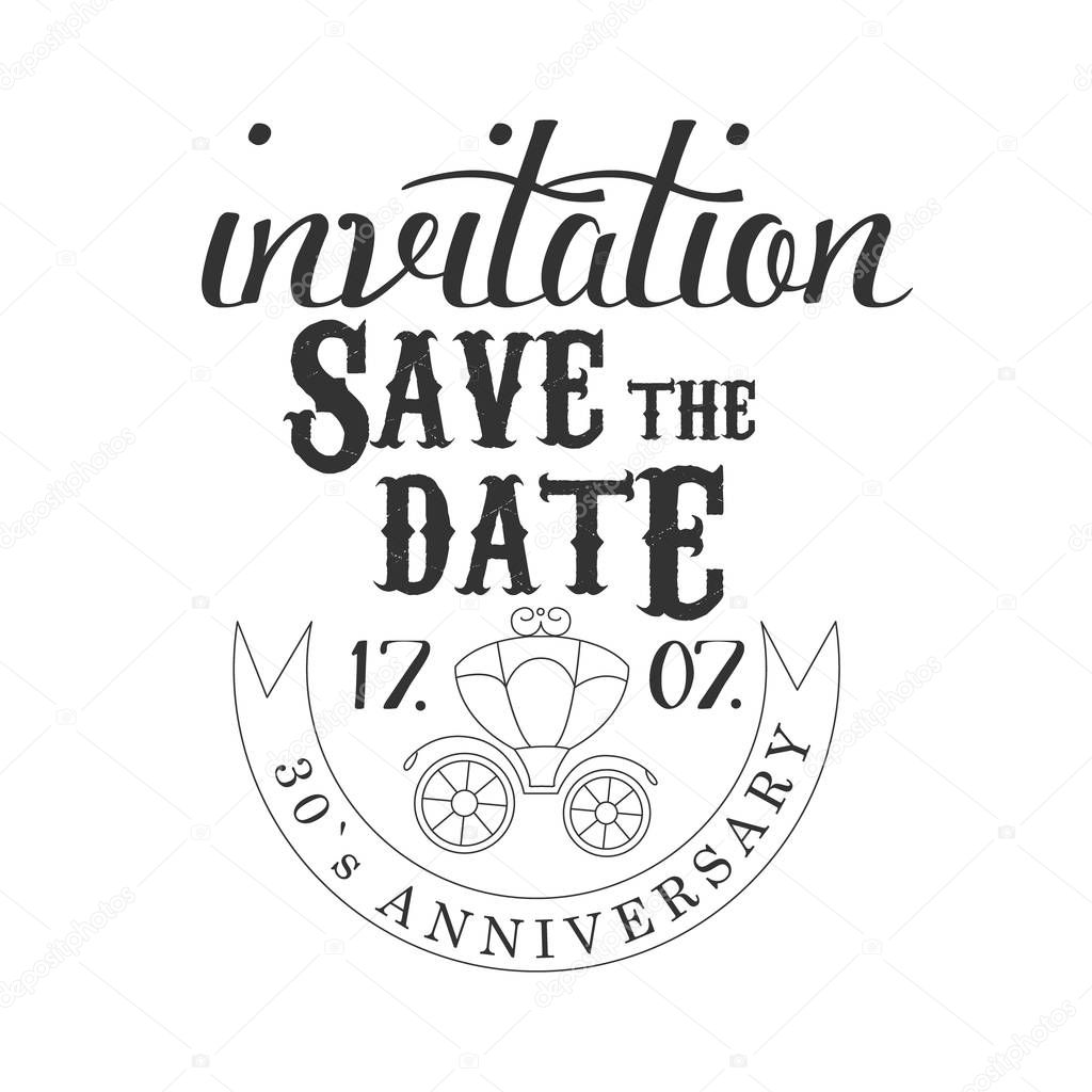 Anniversary Party Black And White Invitation Card Design Template With