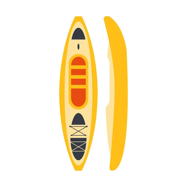 Kayak Plástico Amarillo Desde Dos Perspectivas, Parte De Barco Y Deportes Acuáticos Serie De Ilustraciones De Vectores Planos Simples — Vector de stock