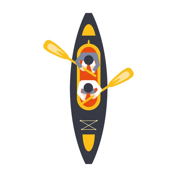 Kayak for two person with Peddles From Above, Part of Boat and Water Sports Series of Simple Flat Vector Illustrations — стоковый вектор