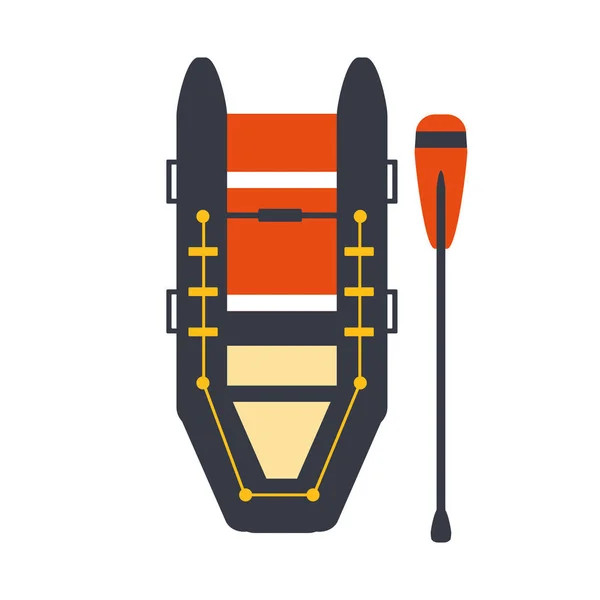 Graues und rotes aufblasbares Floß mit einer Hausierklappe, Teil der Boots- und Wassersport-Serie einfacher flacher Vektorillustrationen — Stockvektor
