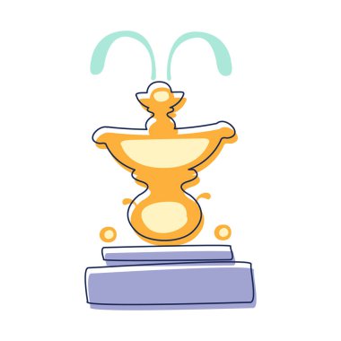 Küçük Roma tarzı Park çeşme, şirin peri masalı şehir manzara öğesi çizgi film illüstrasyon özetlenen