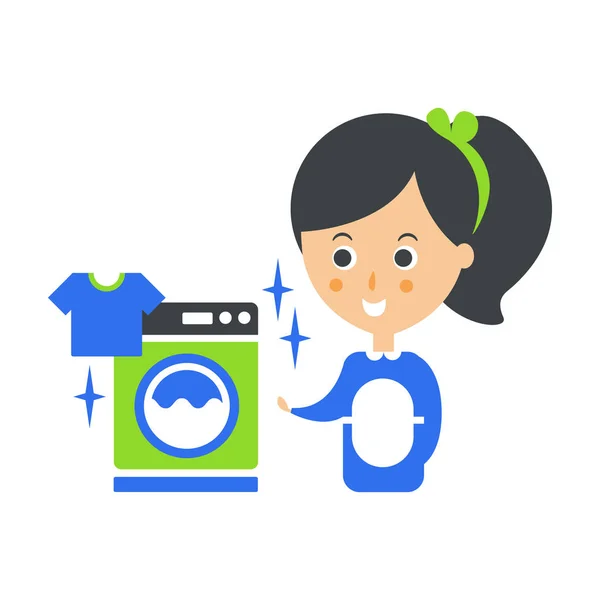 Laundry Layanan Pembersih dan Pencuci Mesin, Perusahaan Pembersihan Infografis Illustration - Stok Vektor