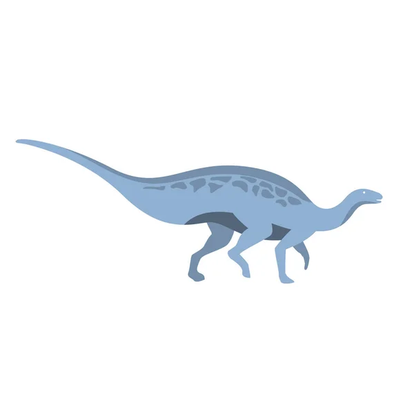 Blue Herbivorous Dinosaur Of Jurassic Period, Prehistoric Extinct Giant Reptile Cartoon Realistic Animal — Stock Vector