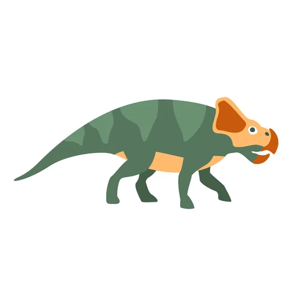 Protoceraptor Dinosaur Of Jurassic Period, Prehistoric Extinct Giant Reptile Reptile Cartoon Realistic Animal — стоковый вектор