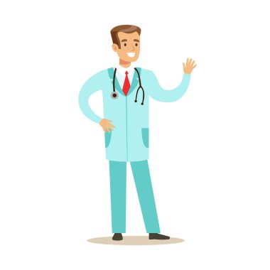 Erkek doktor tıbbi Mavi giyen sağlık uzmanları serisinin hastane bölümü çalışma üniforma Scrubs