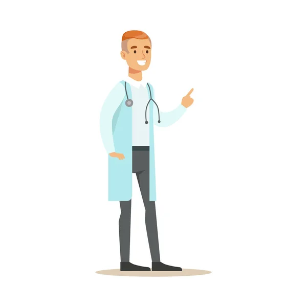 Manlig terapeut läkare bär medicinsk Scrubs enhetliga arbetar i sjukhuset delen av serien av sjukvårdsspecialister — Stock vektor